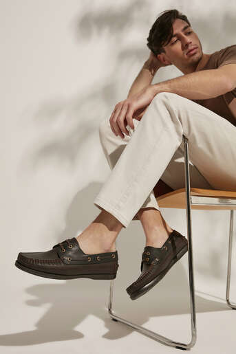 Ziya - Brown Genuine Leather Men's Casual Shoes