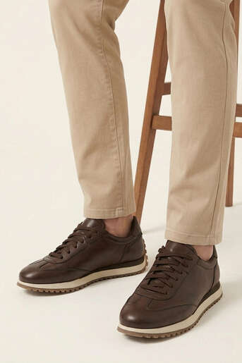 Ziya - Hakiki Deri Erkek Günlük Ayakkabı Kahverengi