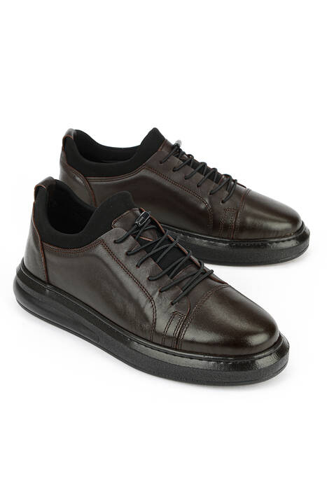 Hakiki Deri Erkek Günlük Ayakkabı Kahverengi