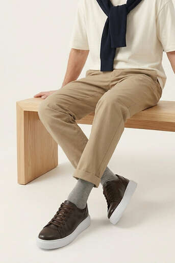 Ziya - Brown Genuine Leather Men's Casual Shoes