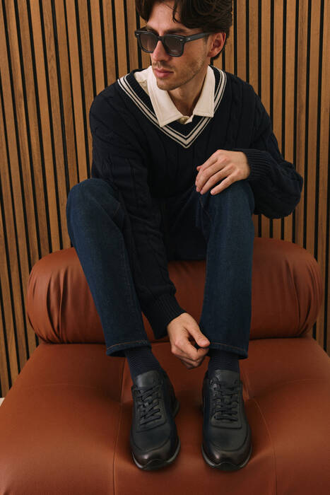 Hakiki Deri Erkek Günlük Ayakkabı Lacivert