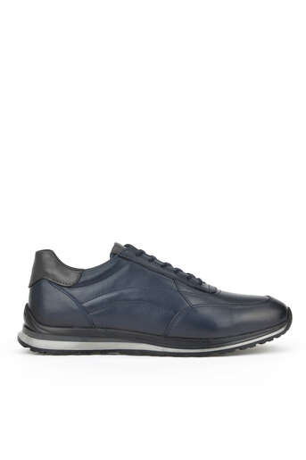 Ziya - Navy Blue Genuine Leather Men's Casual Shoes