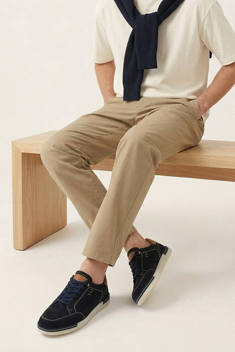 Hakiki Deri Erkek Günlük Ayakkabı Lacivert