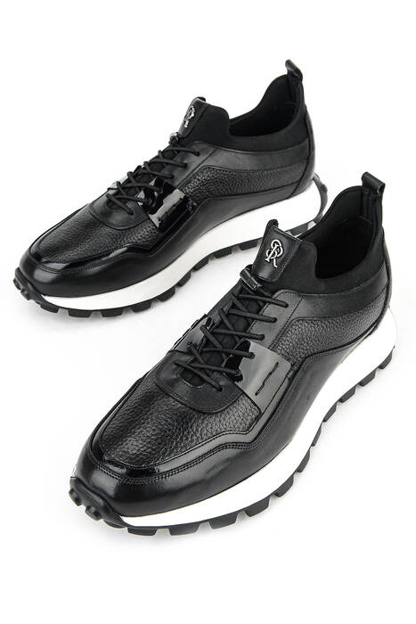 Black Genuine Leather Men's Casual Shoes