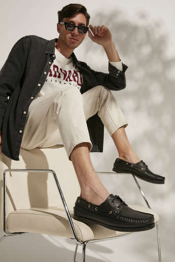 Ziya - Black Genuine Leather Men's Casual Shoes