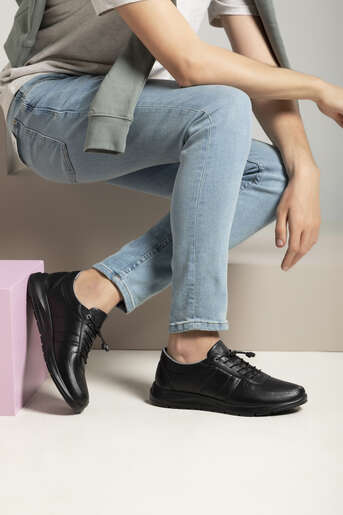 Ziya - Hakiki Deri Erkek Günlük Ayakkabı Siyah