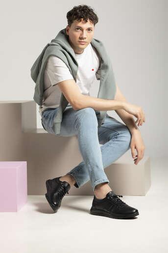 Ziya - Hakiki Deri Erkek Günlük Ayakkabı Siyah (1)