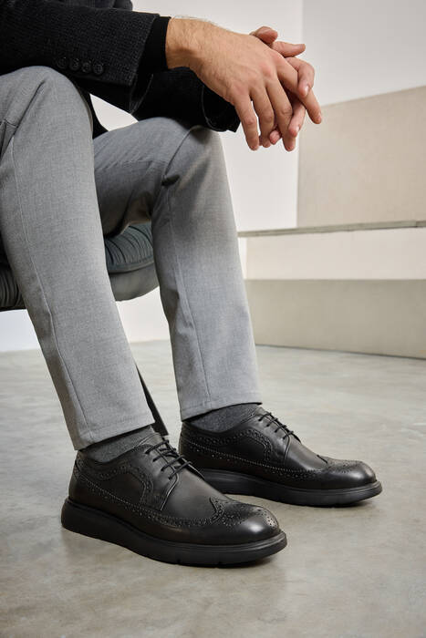 Black Genuine Leather Men's Casual Shoes