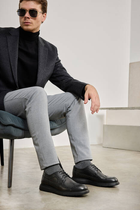 Black Genuine Leather Men's Casual Shoes