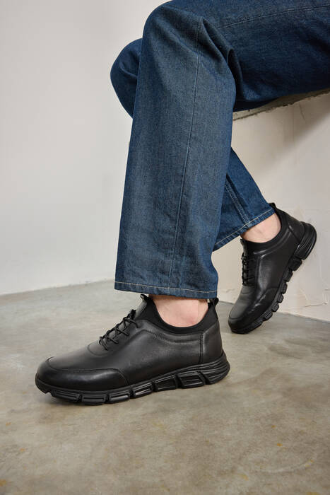 Black Genuine Leather Men's Casual Shoes