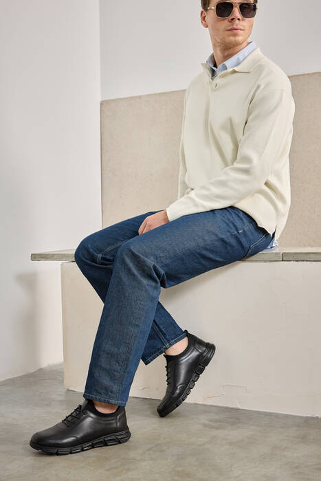 Black Genuine Leather Men's Casual Shoes