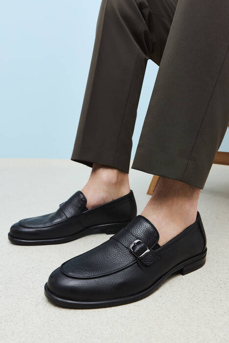 Black Genuine Leather Men's Casual Shoes