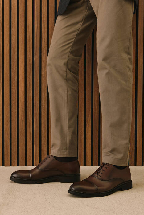 Hakiki Deri Erkek Klasik Ayakkabı Kahverengi