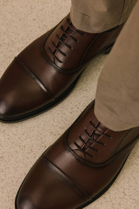 Hakiki Deri Erkek Klasik Ayakkabı Kahverengi