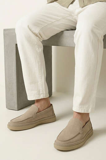 Ziya - Hakiki Deri Erkek Konfor Ayakkabı Bej