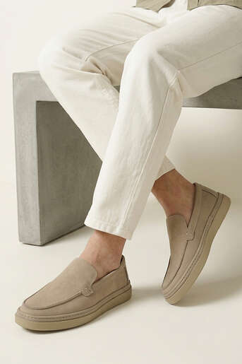 Ziya - Hakiki Deri Erkek Konfor Ayakkabı Bej (1)