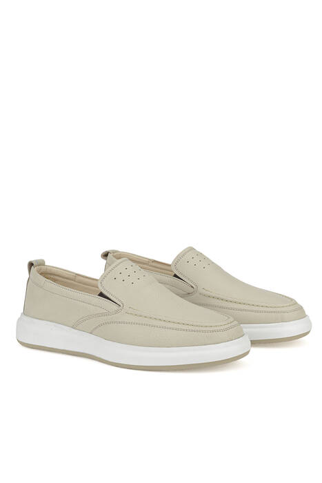 Hakiki Deri Erkek Konfor Ayakkabı Bej