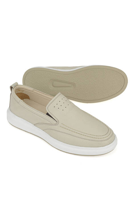 Hakiki Deri Erkek Konfor Ayakkabı Bej