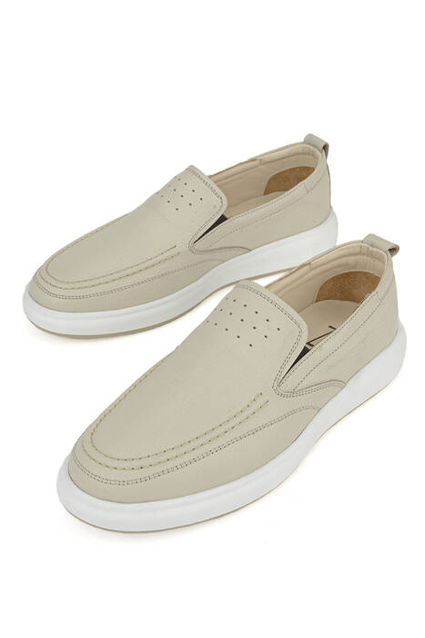 Hakiki Deri Erkek Konfor Ayakkabı Bej