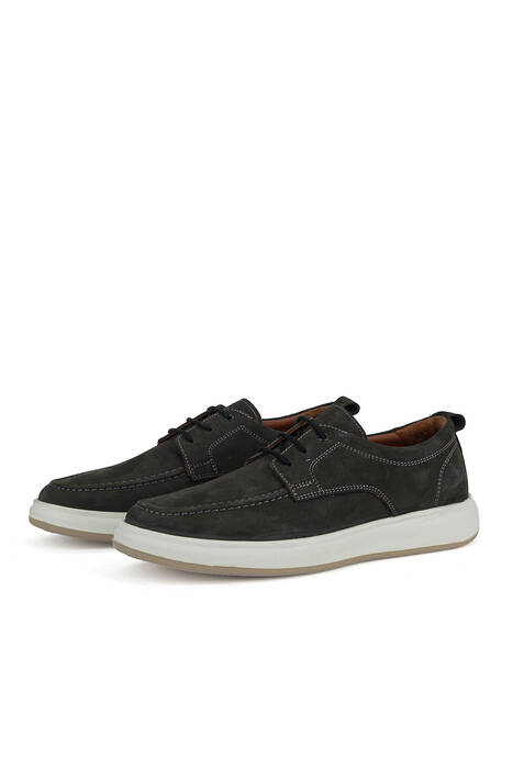 Hakiki Deri Erkek Konfor Ayakkabı Gri