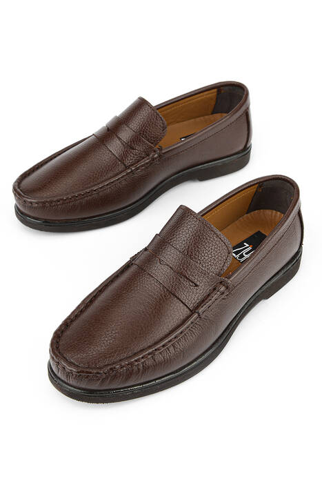 Hakiki Deri Erkek Konfor Ayakkabı Kahverengi