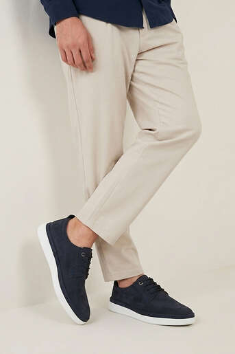 Ziya - Navy Blue Genuine Leather Men's Comfort Shoes