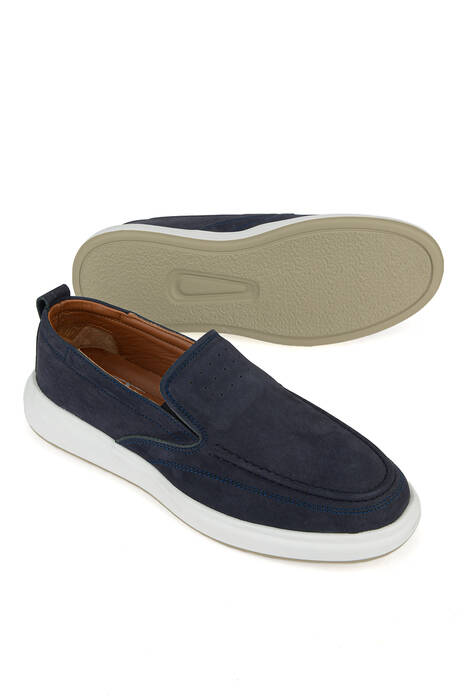 Hakiki Deri Erkek Konfor Ayakkabı Lacivert