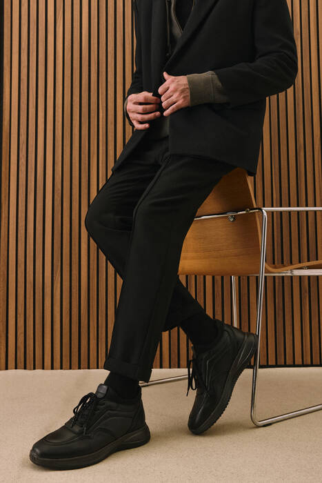 Hakiki Deri Erkek Konfor Ayakkabı Siyah