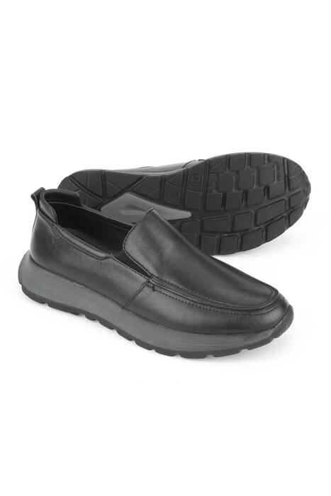 Hakiki Deri Erkek Konfor Ayakkabı Siyah