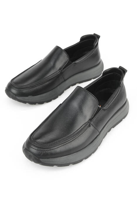 Hakiki Deri Erkek Konfor Ayakkabı Siyah