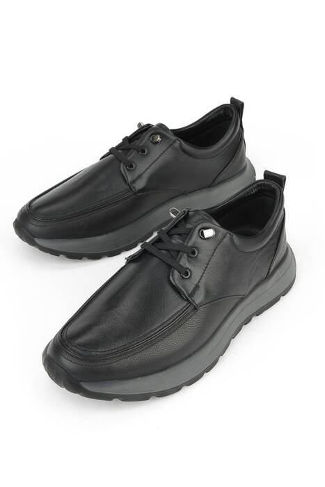 Hakiki Deri Erkek Konfor Ayakkabı Siyah