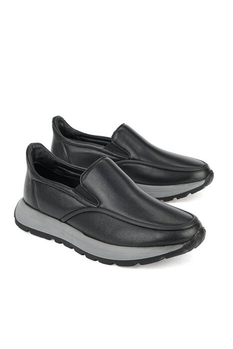 Hakiki Deri Erkek Konfor Ayakkabı Siyah