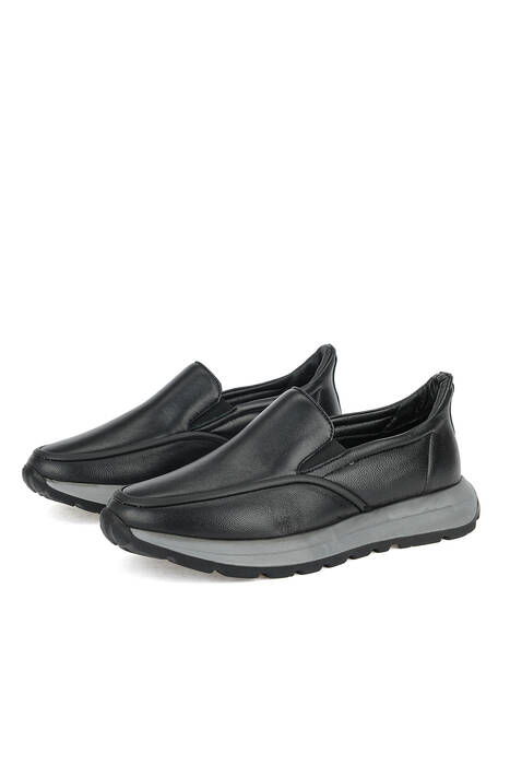 Hakiki Deri Erkek Konfor Ayakkabı Siyah