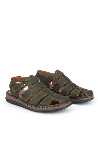 Ziya - Khaki Genuine Leather Men's Sandals (1)