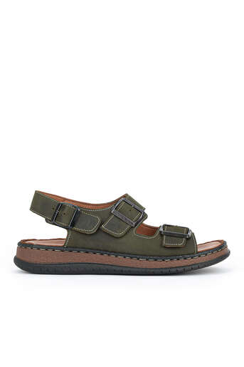Ziya - Khaki Genuine Leather Men's Sandals
