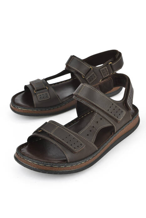 Hakiki Deri Erkek Sandalet Kahverengi