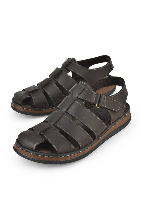 Hakiki Deri Erkek Sandalet Kahverengi