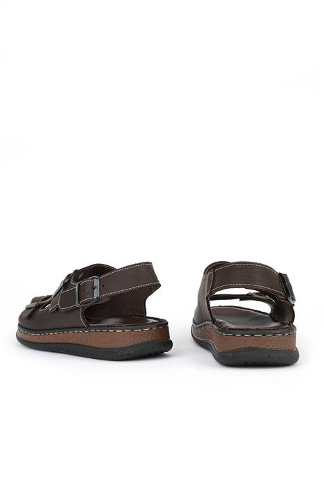 Hakiki Deri Erkek Sandalet Kahverengi