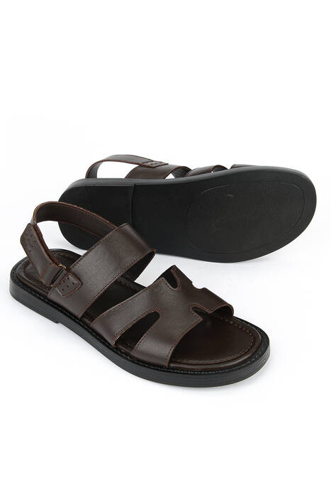 Hakiki Deri Erkek Sandalet Kahverengi