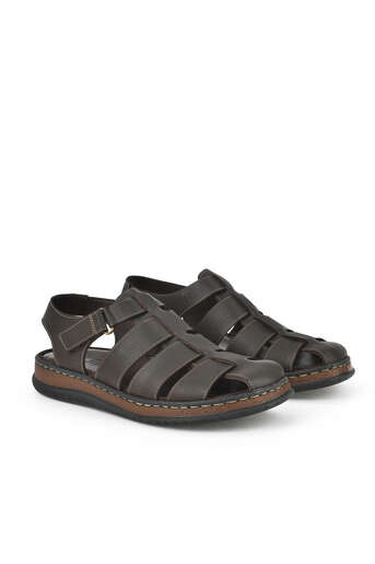 Ziya - Brown Genuine Leather Men's Sandals (1) Ziya - Brown Genuine Leather Men's Sandals (1)