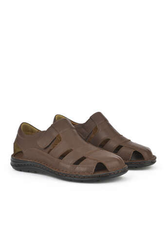 Ziya - Brown Genuine Leather Men's Sandals (1) Ziya - Brown Genuine Leather Men's Sandals (1)