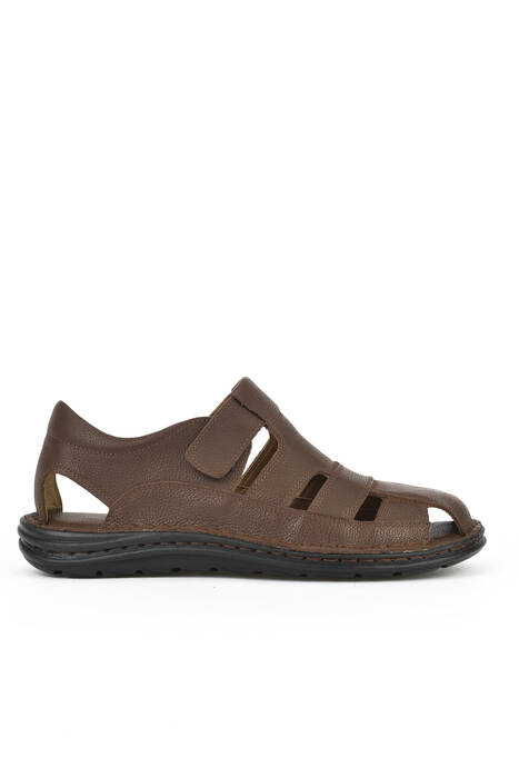 Hakiki Deri Erkek Sandalet Kahverengi