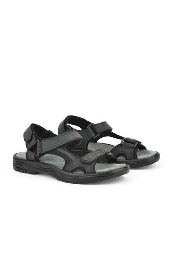 Ziya - Black Genuine Leather Men's Sandals (1) Ziya - Black Genuine Leather Men's Sandals (1)