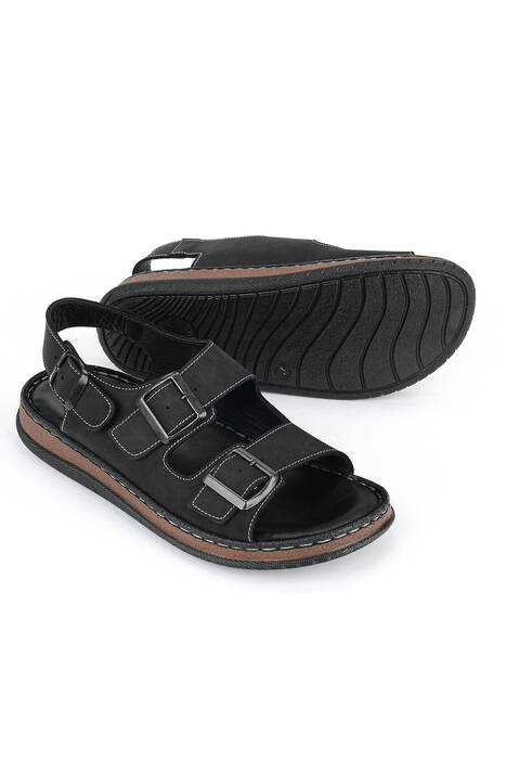 Hakiki Deri Erkek Sandalet Siyah