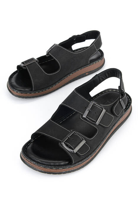 Hakiki Deri Erkek Sandalet Siyah
