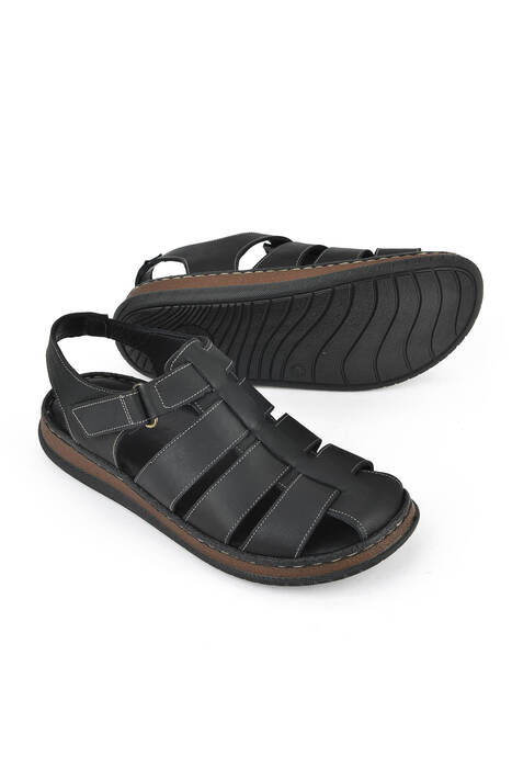 Hakiki Deri Erkek Sandalet Siyah