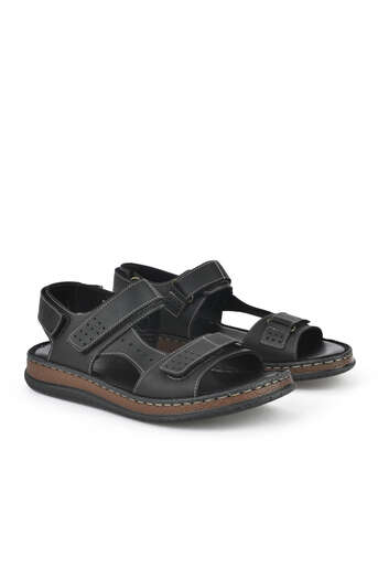 Ziya - Black Genuine Leather Men's Sandals (1)
