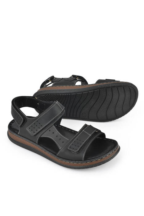 Hakiki Deri Erkek Sandalet Siyah