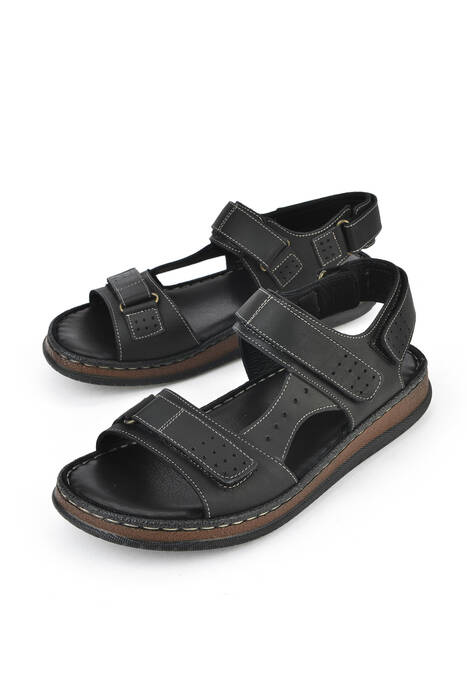 Hakiki Deri Erkek Sandalet Siyah