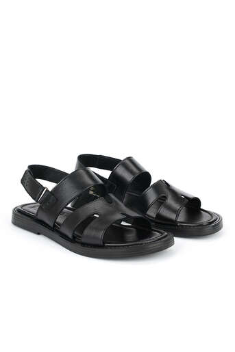 Ziya - Black Genuine Leather Men's Sandals (1)